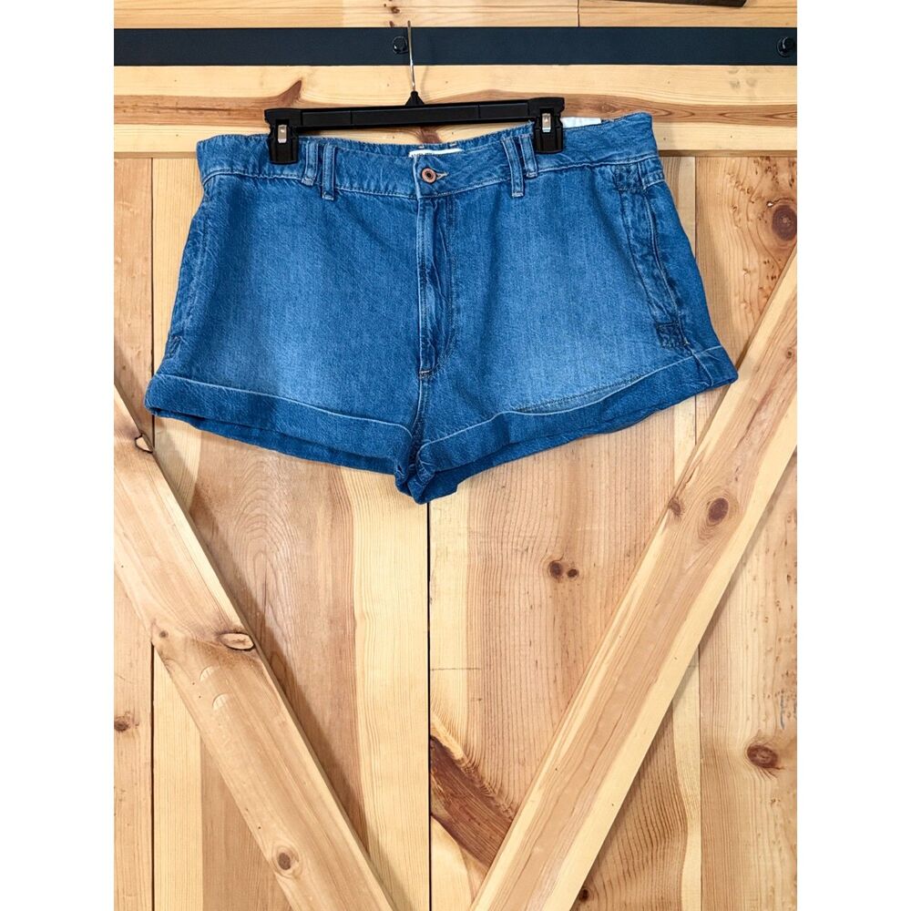 We The Free Free People Low Rise Denim Shorts Cuffed Jorts Size 32 Boho Indie